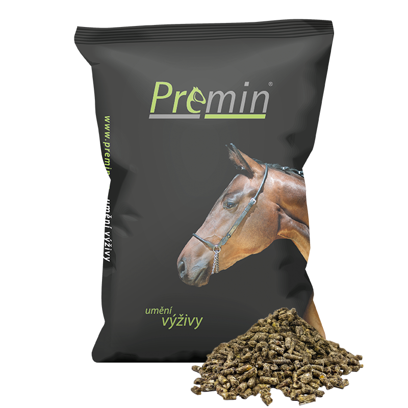 Premin® Horse Pellets METABOLIC CARE Granulované bezobilné doplňkové krmivo pro koně se sklony k obezitě a s metabolickými syndromy (PSSM, EMS, Cushing apod.
